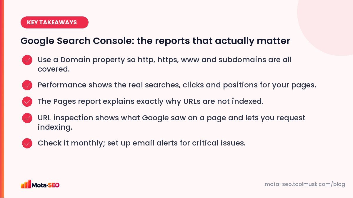 Key takeaways: Google Search Console: the reports that actually matter