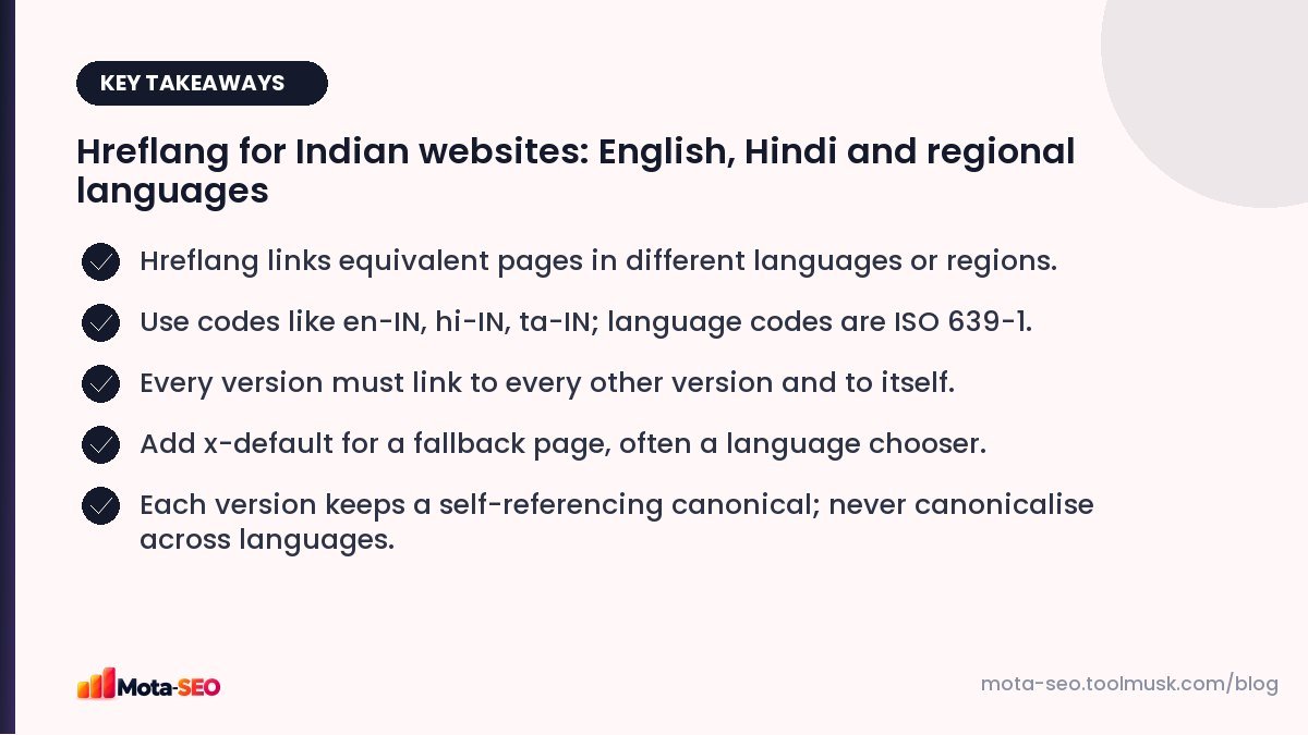 Key takeaways: Hreflang for Indian websites: English, Hindi and regional languages