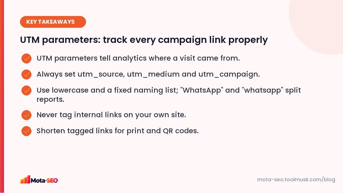 Key takeaways: UTM parameters: track every campaign link properly